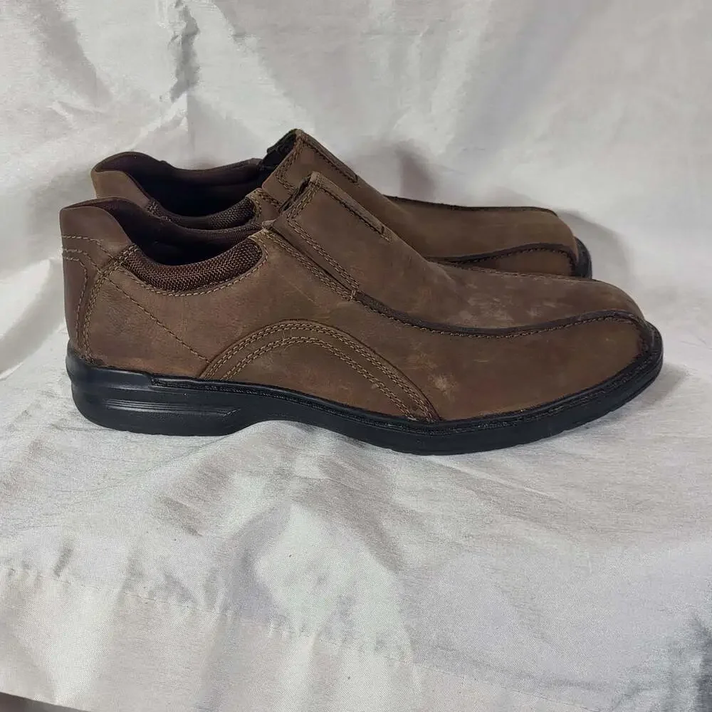 Clarks Gessler Step Brown Leather Slip On Casual Loafers Shoes